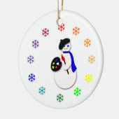 子供のハヌカーの雪だるまの芸術家w Colorwheel セラミックオーナメント (左)