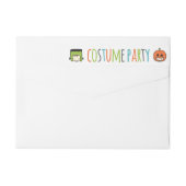 子供のハロウィンの衣裳のパーティの招待状 ラップアラウンドラベル (裏面)