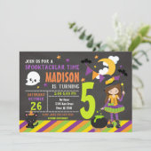 子供のハロウィンの誕生日の招待状-魔法使いの招待 招待状 (スタンド正面)