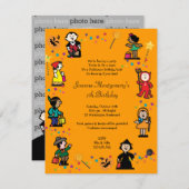 子供のハロウィンの誕生日の衣裳のパーティの招待状 招待状 (正面/裏面)