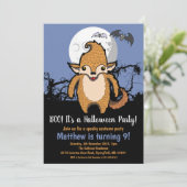 子供のハロウィンウェアウルフ満月誕生日 招待状 (スタンド正面)