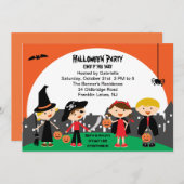 子供のハロウィントリック・オア・トリートの招待状 招待状 (正面/裏面)