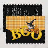 子供のハロウィンパーティーの招待状 リトルブーウィッチ 招待状 (正面/裏面)