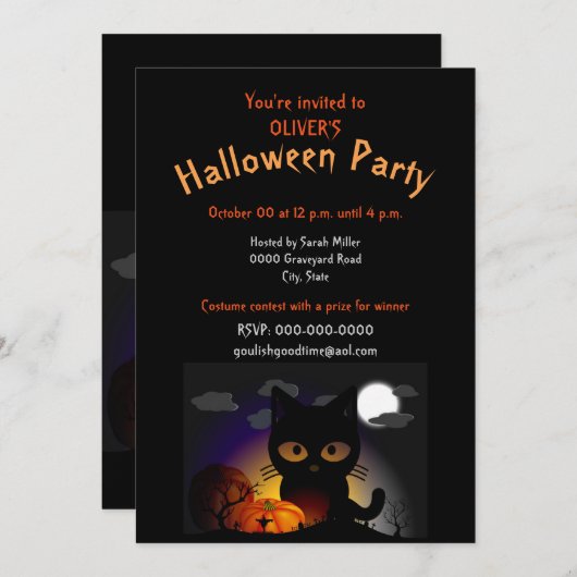 子供のハロウィン衣装パーティー招待状 招待状 (正面/裏面)