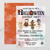 子供のハロウィン衣装パーティー 招待状 (正面/裏面)
