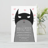 子供のハロウィン誕生日パーティー招待状 | バットキャット 招待状 (スタンド正面)