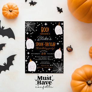 子供のハロウィン誕生日パーティー かわいいおばけ シーズンカード