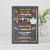 子供のハロウィン誕生日招待状チョークボード 招待状 (スタンド正面)