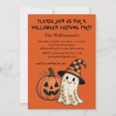 子供のハロウィン かわいいカボチャの幽霊 コスチュームパーティー 招待状 (正面)