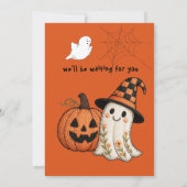 子供のハロウィン かわいいカボチャの幽霊 コスチュームパーティー 招待状 (裏面)