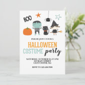 子供のハロウィン かわいい コスチューム パーティー ご招待状 招待状 (スタンド正面)