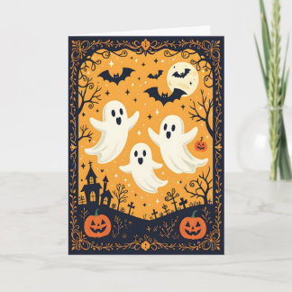 子供のハロウィン:幽霊とコウモリ シーズンカード
