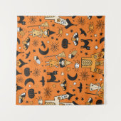 子供のハロウィーンの背景。シームレスなヴィンテージパターン タペストリー (正面(横))