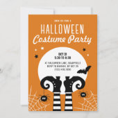 子供のハロウィーン魔女の足のコスチュームパーティーの招待状 招待状 (正面)