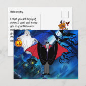 子供のハロウィーン ドラキュラ カスタム メッセージ シーズンポストカード (正面/裏面)