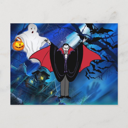 子供のハロウィーン ドラキュラ カスタム メッセージ シーズンポストカード (正面)