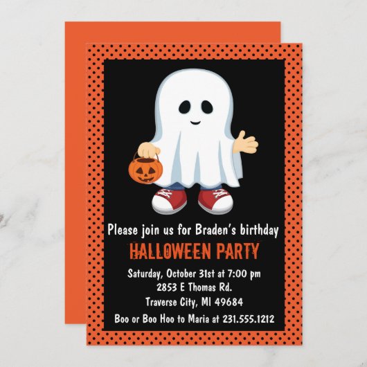 子供のハローウィンパーティの招待状 招待状 (正面/裏面)