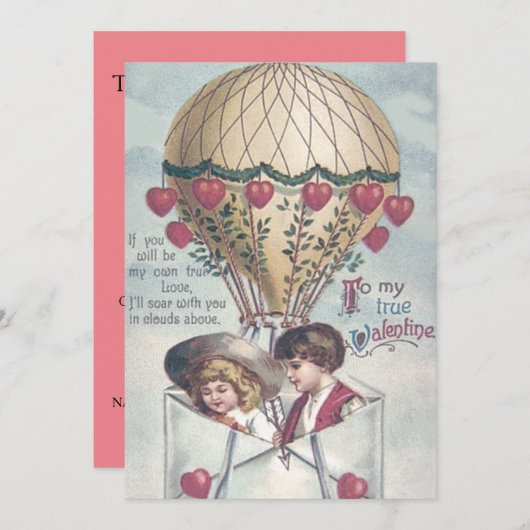 子供のハートのホットエアバルーンウェディング招待状 招待状 (正面/裏面)