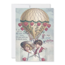 子供のハートのホットエアバルーン結婚式招待状