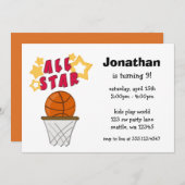 子供のバスケットボールオールスターの誕生日のパーティの招待状 招待状 (正面/裏面)