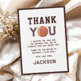 子供のバスケットボール水彩誕生日パーティー サンキューカード