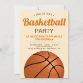 子供のバスケットボール誕生日パーティー 招待状 (正面)