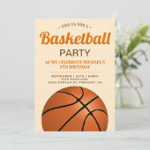 子供のバスケットボール誕生日パーティー 招待状 (スタンド正面)