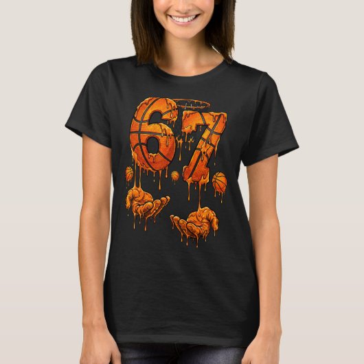 子供のバスケットボール67 六七 面白い誕生日 ミームKi Tシャツ (正面)