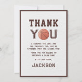 子供のバスケットボール 水彩画の誕生日パーティー サンキューカード (正面)