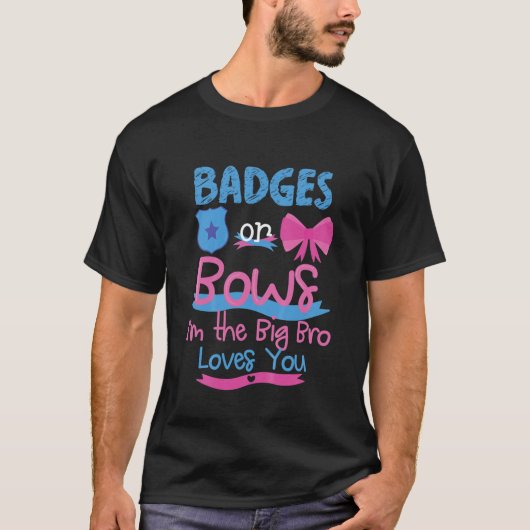 子供のバッジまたは弓私は大きなBro愛してあなたを性別 Tシャツ (正面)