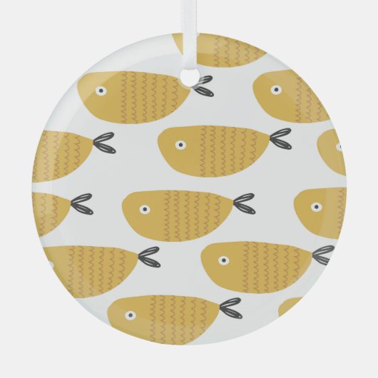 子供のパターンおもしろい、魚。 ガラスオーナメント (正面)