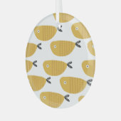 子供のパターンおもしろい、魚。 ガラスオーナメント (正面左)
