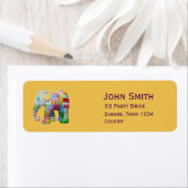 子供のパッチワーク象ヴィンテージ子供パーティー ラベル (インサイチュ)