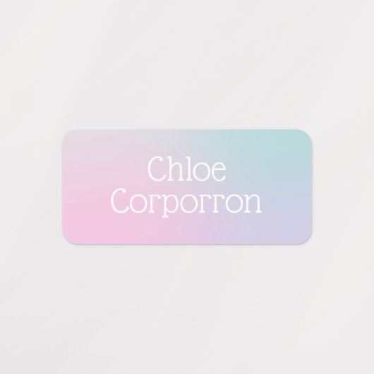 子供のパーソナライズされた名前ラベルピンク紫とティール（緑がかった色） ラベル (デザイン2)