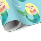 子供のパーソナライズでフェイクなホイルのブロンドの人魚の女の子 ラッピングペーパー (ロールコーナー)