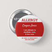 子供のパーソナライズなアレルギー私は赤にアレルギーです 缶バッジ (正面&裏面)