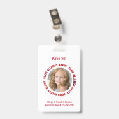 子供のパーソナライズな写真の食物アレルギー医学警報 バッジ (裏面 (クリップ付))