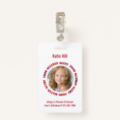 子供のパーソナライズな写真の食物アレルギー医学警報 バッジ (裏面クリップ)