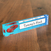 子供のパーソナライズな名前および写真の名札 デスクネームプレート (側面)