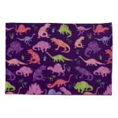 子供のパーソナライズな恐竜のシルエットの紫色のピンク 枕カバー (裏面)