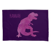 子供のパーソナライズな恐竜のシルエットの紫色のピンク 枕カバー (正面)