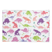 子供のパーソナライズな恐竜のシルエットの紫色の女の子 枕カバー (裏面)