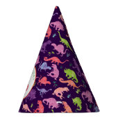 子供のパーソナライズな恐竜の誕生会の紫色 パーティーハット (右)