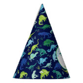 子供のパーソナライズな恐竜の誕生会パターン パーティーハット (左)