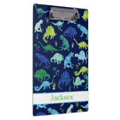 子供のパーソナライズな水彩画の恐竜の青緑 クリップボード (右)