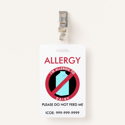 子供のパーソナライズな酪農場のアレルギーの緊急事態 バッジ (正面クリップ)