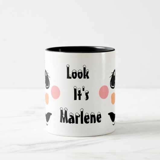 子供のパーソナライズ雪だるま ツートーンマグカップ (中央)