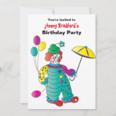 子供のパーティの招待状おもしろいピエロバルーン傘 (正面)