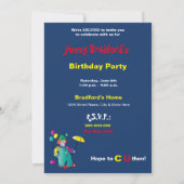 子供のパーティの招待状おもしろいピエロバルーン傘 (裏面)