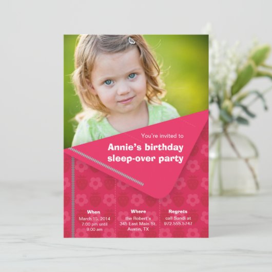 子供のパーティの招待状上の睡眠-果実 招待状 (スタンド正面)